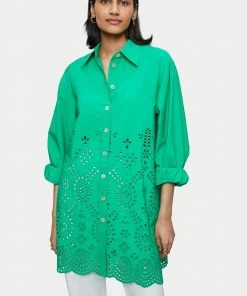 Jigsaw Green Broderie Shirt