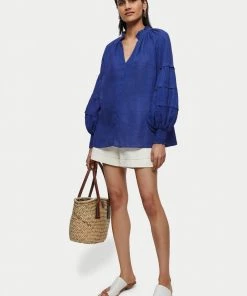 Jigsaw Blue Linen Pleat Detail Top -Jigsaw Sales Shop unnamed file 975 scaled